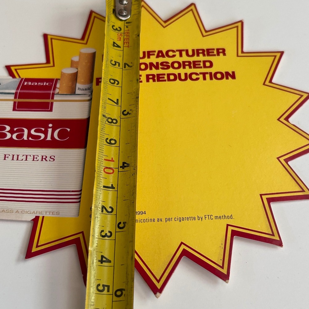 Vintage Basic Filters Cigarette Advertising Sign Cardstock Starburst Store Displ - Picture 8 of 8